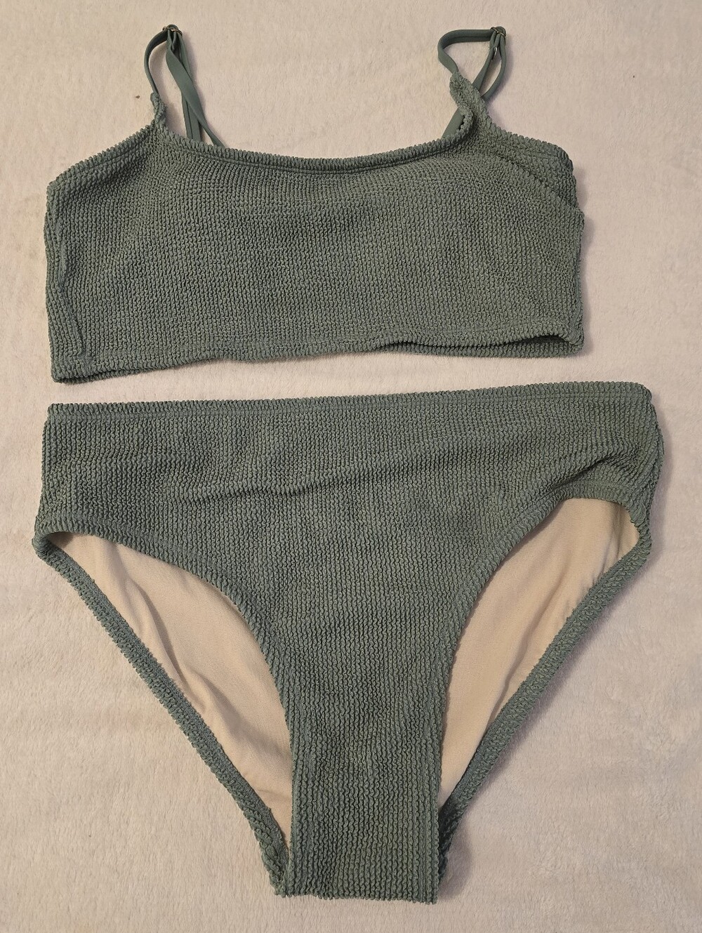 Textured Two-Piece Bikini in Sage Green